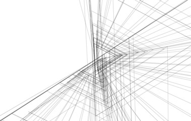 architectural concept drawing 3d illustration