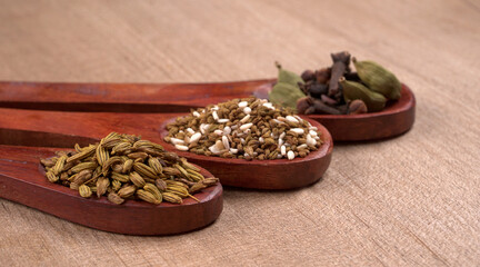 Ajwain Also Know as Ajowan, Caraway or (Trachyspermum Ammi) in spoon and in bowl.