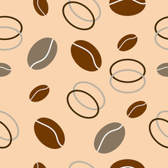 Coffee. Abstract grains. Vector seamless patternon light background
