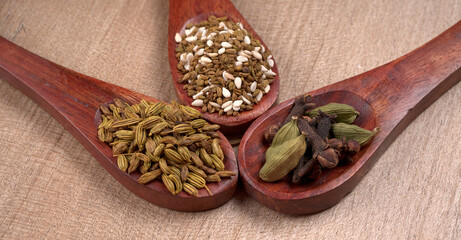 Ajwain Also Know as Ajowan, Caraway or (Trachyspermum Ammi) in spoon and in bowl.
