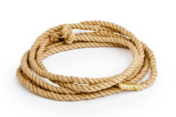 Rope close-up on a white background isolated.