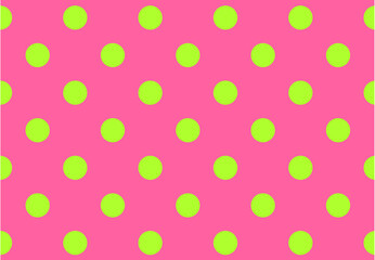 Colorful polka dot seamless pattern: big apple green dots on pink bakground