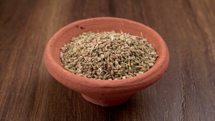 Ajwain Also Know as Ajowan, Caraway or (Trachyspermum Ammi) in spoon and in bowl.