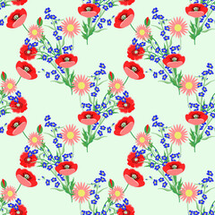 Obraz premium Fieldflowers bouquet seamless pattern.