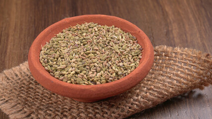 Ajwain Also Know as Ajowan, Caraway or (Trachyspermum Ammi) in spoon and in bowl.