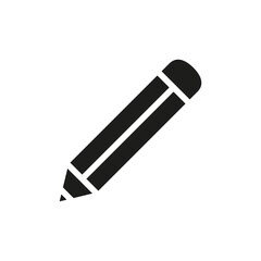 Pencil icon. Pen outline symbol. Education black silhouette element. Vector isolated on white background