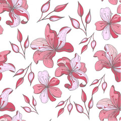 Fototapeta premium Flower seamless pattern. Summer spring vector image.