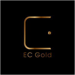 modern and simple gold ec logo - obrazy, fototapety, plakaty