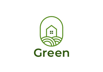 Green House Logo Template Design Vector Illustration
