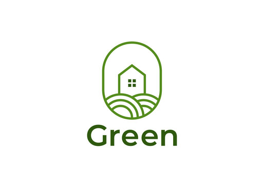 Green House Logo Template Design Vector Illustration
