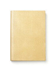 Front view of golden blank book cover