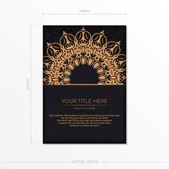 Rectangular postcards in Black with luxurious patterns. Invitation card design with vintage ornament.