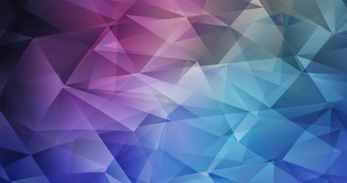 4K looping dark pink, blue polygonal abstract animation. Holographic abstract video with gradient. Clip for mobile apps. 4096 x 2160, 30 fps. Codec Photo JPEG.