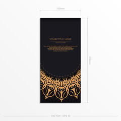 Rectangular Vector postcards in Black color with luxurious ornaments. Invitation card design with vintage patterns.