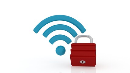 3d illustration lock wifi concept