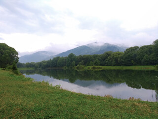 lake and mountains