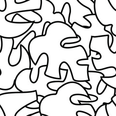 Rhaphidophora tetrasperma mini monstera dwarf leaf aroid pattern line art monogram out line seamless vector template on white background