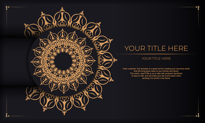 Black background with luxury vintage ornaments and place under the text. Print-ready invitation design with vintage ornaments.