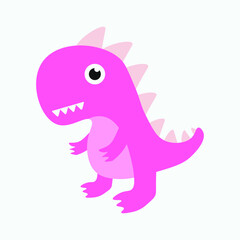 little cute pink dino. Vector illustration. print design with cute dinosaur drawn as vector