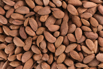 Background of almond placer bright snacks; close-up