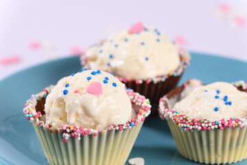 Ice cream in chocolate muffins.