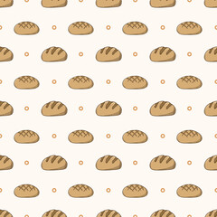 bread doodle seamless pattern vector