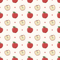 apple fruit doodle seamless pattern vector template