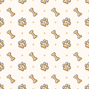 dog paw and bone seamless pattern vector