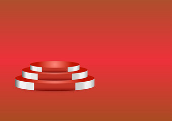 red podium for show product or presentation with spotlight with red color background