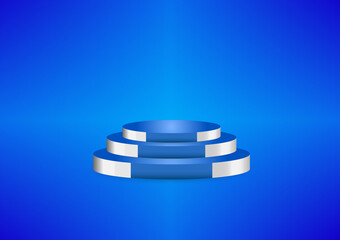 blue podium for show product or presentation with spotlight with blue color background