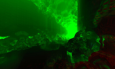 3D rendering of a sci-fi tunnel with moving light Abstract high-tech tunnel