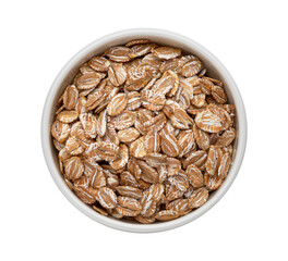 Oat flakes isolated on white background, top view