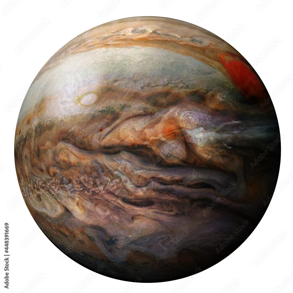 Poster jupiter planet isolated on white background. elements of this image are furnished by nasa.