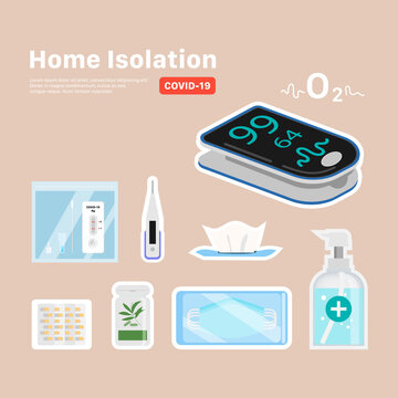 Home isolation kit for Patient Treat COVID-19 at home. Self Care Treatment.