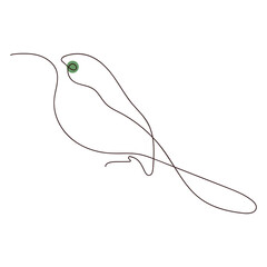 Obraz premium one line style bird green eye
