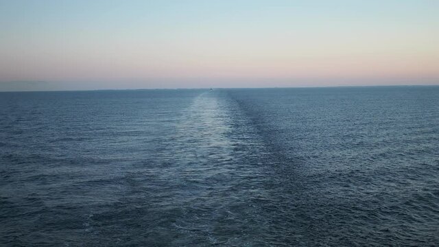 Wake of a large ship at sea