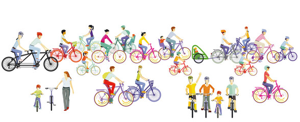 Gruppe von Radfahrer mit dem Fahrrad, Illustration