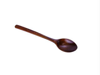 A wooden spoon isolated on a white background.