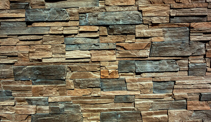 Panoramic view of empty, old, red brick wall. Background. 