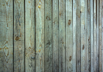 A wooden wall with an aged surface.
Vintage wall and floor made of darkened wood, realistic plank texture.
 Empty room interior background.