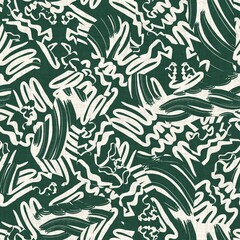 Seamless two tone hand drawn brushed effect pattern swatch. High quality illustration. Collage of minimal drawings arranged in a seamless pattern for print with fabric texture overlay. Rough scribble.