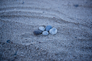 Stones on the beach with sand