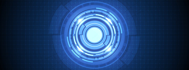 Abstract overlap circle digital background, smart lens technology with light effect