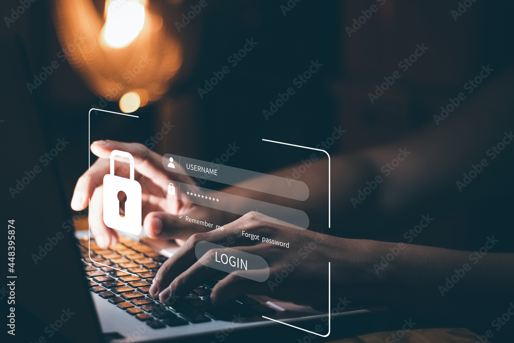Poster cyber security essentials, digital crime prevention by anonymous hackers, personal data security and