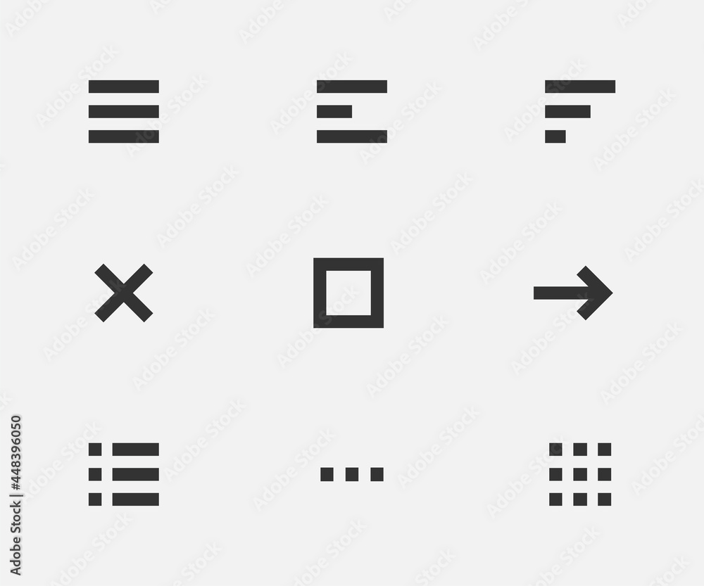 Poster line icon menu for mobile navigation. vector app design application. simple interface element set.