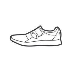 Sneakers. Shoes sneaker outline drawing vector, Sneakers drawn in a sketch style, black line sneaker trainers template outline, vector Illustration.
