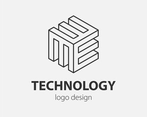 Technology logo line design. Logotype for digital company.