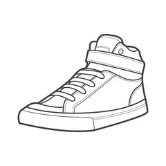 Sneakers. Shoes sneaker outline drawing vector, Sneakers drawn in a sketch style, black line sneaker trainers template outline, vector Illustration.