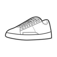 Sneakers. Shoes sneaker outline drawing vector, Sneakers drawn in a sketch style, black line sneaker trainers template outline, vector Illustration.