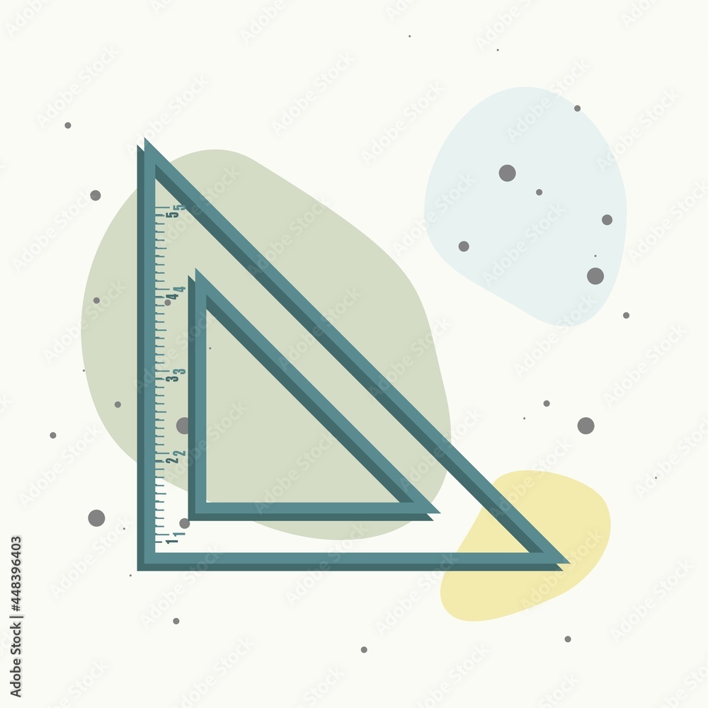 Poster vector icon triangle ruler. metric system. school measuring lance. measuring tape